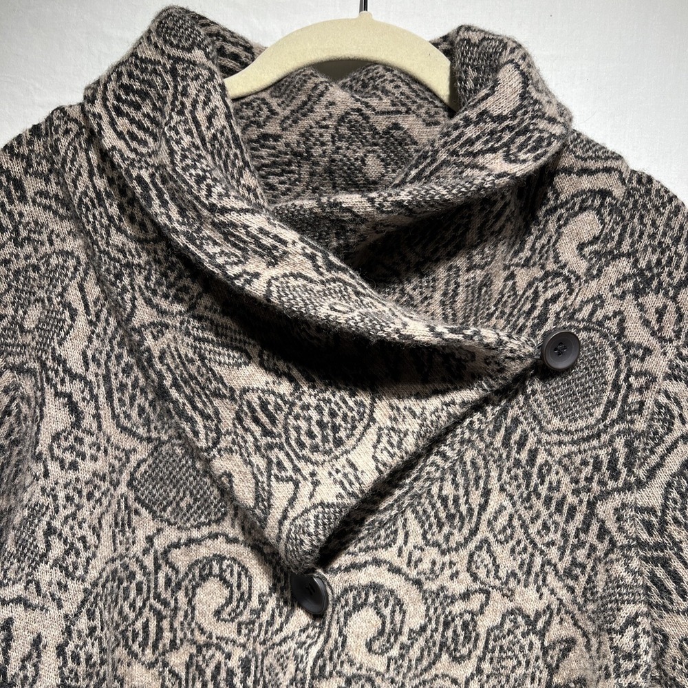 Sweater‎ Knit Jacket Shawl Collar Button Front Geometric Print Made in Italy L - Picture 7 of 11
